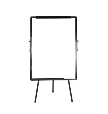 Flipchart modeli. Sunum ve boş ekranlı seminer tahtası. Metin için boşluğu olan tripoddaki grafiği çevir