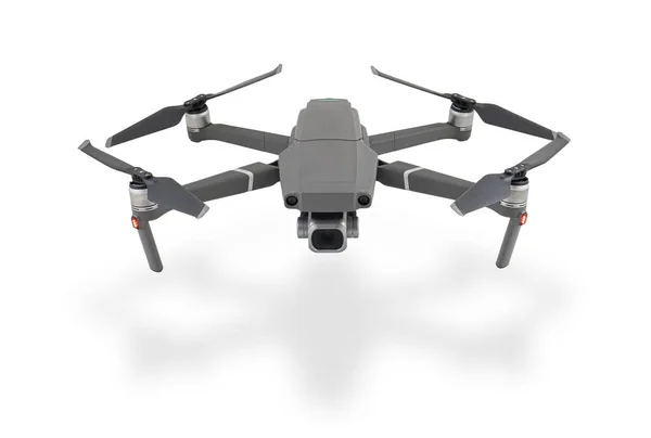 Nieuwe Donkere Grijze Drone Quadcopter Met Digitale Camera Sensoren Vliegen — Stockfoto