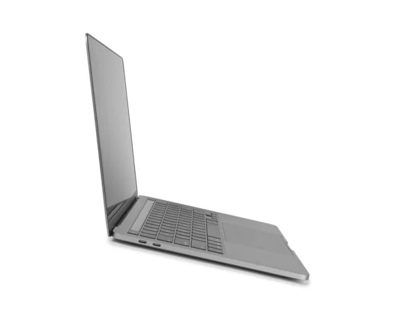 现实的现代笔记本电脑照片 白色屏幕 白色背景隔离 — 图库照片