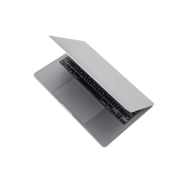 Fénykép Realisztikus Modern Laptop Felső Nézet Elszigetelt Fehér Háttér — Stock Fotó