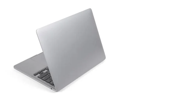 Foto Van Realistische Moderne Laptop Achteraanzicht Geïsoleerd Witte Achtergrond — Stockfoto