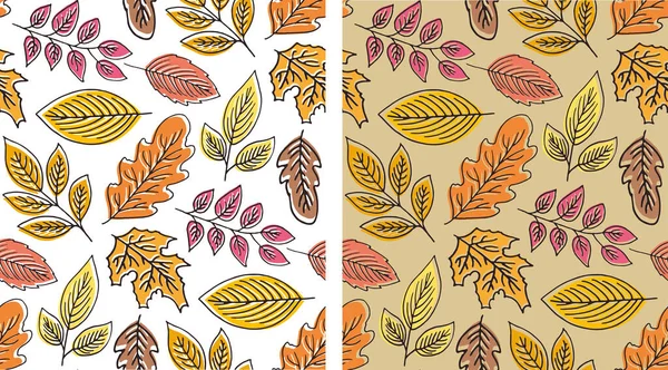 Nette Hand Gezeichnet Doodle Blatt Herbst Herbst Muster Hintergrund — Stockvektor