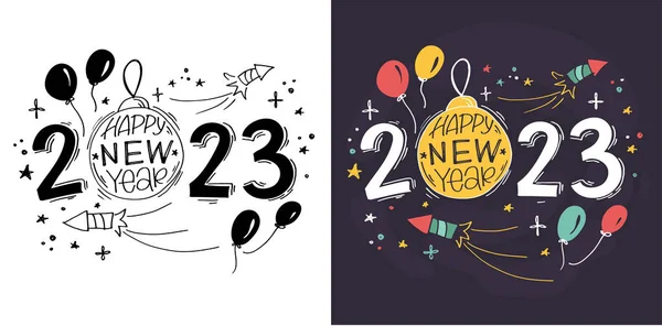 Логотип Happy New Year Текстовым Дизайном 2023 Шаблон Дизайна Номерного — стоковый вектор