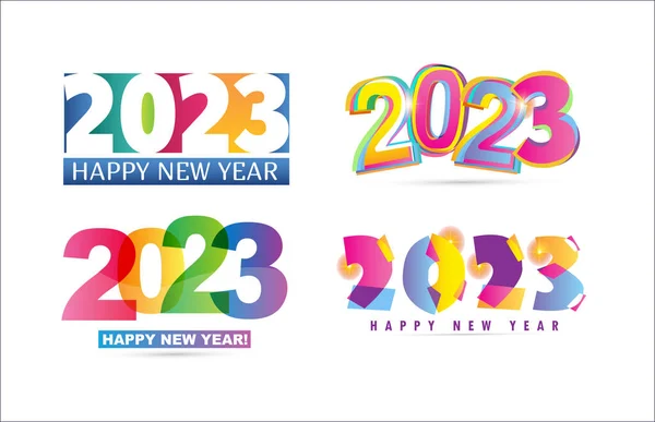 2023 Feliz Ano Novo Logotipo Lettering Design Texto Modelo Projeto —  Vetores de Stock