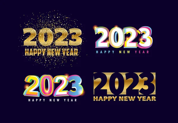2023新年快乐标志字母文字设计 2023数字设计模板 收集2023年快乐新年的象征 矢量说明 — 图库矢量图片