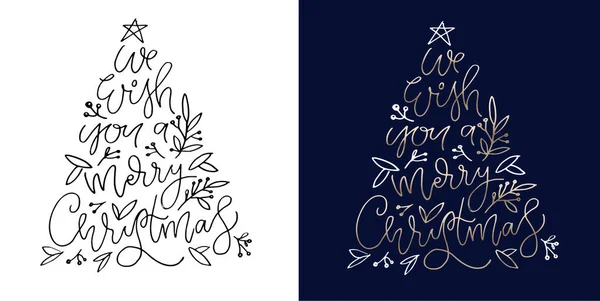 Листівкою Зимові Канікули Веселого Різдва Щасливого Новорічного Писання Голлі Веселий — стоковий вектор
