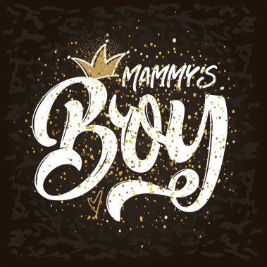 Güzel el çizimi karalama tişörtü. Küçük oğlan, altın tacı olan küçük kız. Kız kıyafetleri için Küçük Melek metninin vektör çizimi. Babalar Melek rozeti, etiket, ikon. Tişört tasarımı