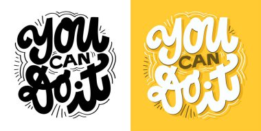 İlham verici motivasyon el çizimi karalama yazısı resim, kupa baskısı, tişört tasarımı.