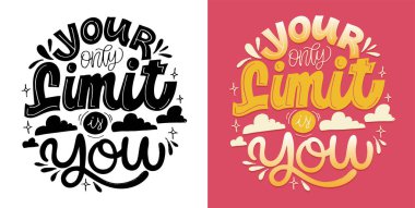 İlham verici motivasyon el çizimi karalama yazısı resim, kupa baskısı, tişört tasarımı.