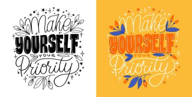 İlham verici motivasyon el çizimi karalama yazısı resim, kupa baskısı, tişört tasarımı.