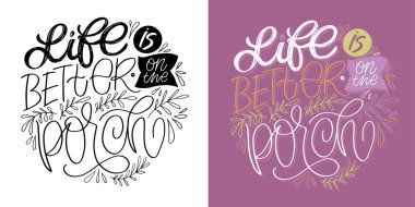 Sevimli, komik el çizimi, hayat hakkında sanat kartpostalları..