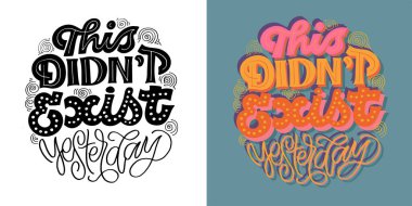 Sevimli, komik el çizimi, hayat hakkında sanat kartpostalları..