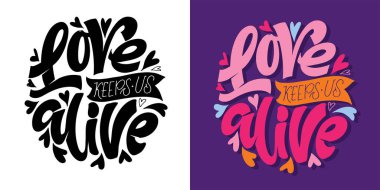 Lettering postcard about love. Happy Valentine'day card - hand drawn doodle lettering postcard. Heart, be mine. Vector