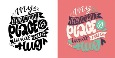 Lettering postcard about love. Happy Valentine'day card - hand drawn doodle lettering postcard. Heart, be mine. Vector