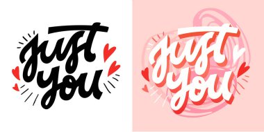 Lettering postcard about love. Happy Valentine'day card - hand drawn doodle lettering postcard. Heart, be mine. Vector