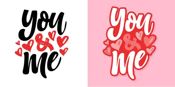 Lettering Postcard Love Happy Valentine Day Card Hand Drawn Doodle — Vetor de Stock