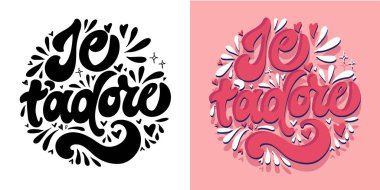 Lettering postcard about love. Happy Valentine'day card - hand drawn doodle lettering postcard. Heart, be mine. Vector