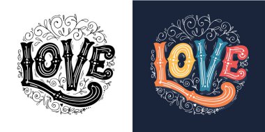 Lettering postcard about love. Happy Valentine'day card - hand drawn doodle lettering postcard. Heart, be mine. Vector