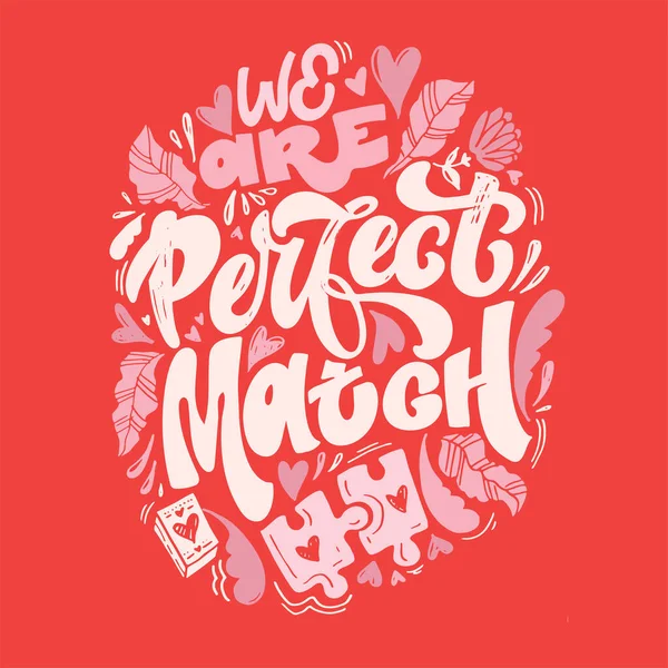 Love Lettering Quote Valentine Day Unique Calligraphic Design Romantic Phrase — ストックベクタ