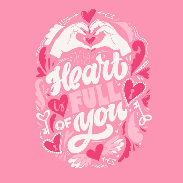 Love Lettering Quote Valentine Day Unique Calligraphic Design Romantic Phrase — ストックベクタ
