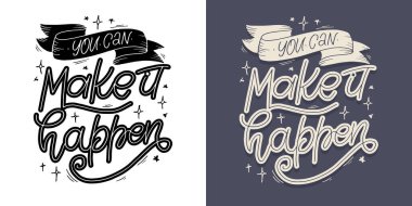 Lettering hand drawn doodle postcard, t-shirt design, mug print about life.