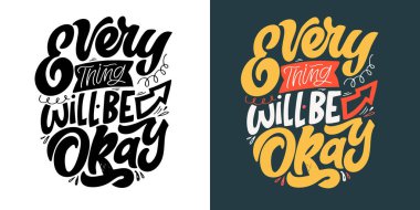 Hayat hakkında kartpostal çizen güzel el çizimi. Tişört tasarımı, sabıka baskısı, davetiye.