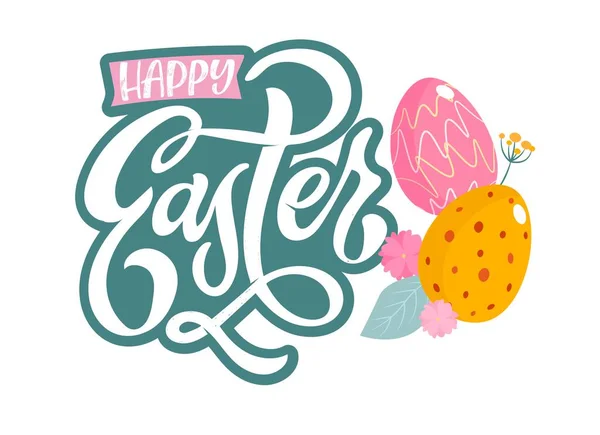 Feliz Pascua Lettering Easter Flyer Print Design Ilustración Vectorial Plantillas — Vector de stock