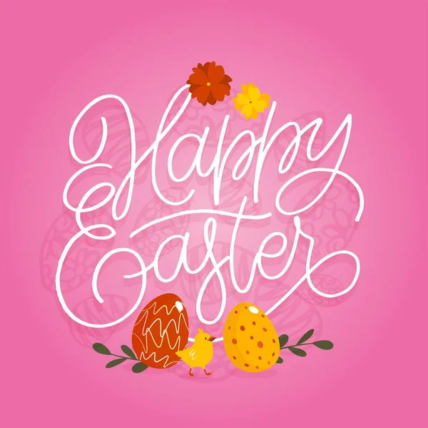 Feliz Pascua Lettering Easter Flyer Print Design Ilustración Vectorial Plantillas — Vector de stock