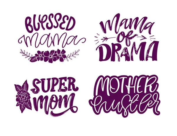 Happy Mothers Day Simpatica Cartolina Con Lettere Shirt Design Invito — Vettoriale Stock
