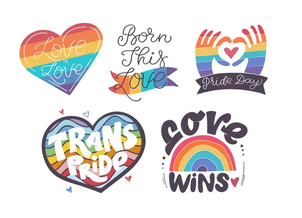 Divertidas Letras Dibujadas Mano Sobre Amor Orgullo Mes Amor Trans — Vector de stock