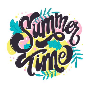 Merhaba Summer. Tişört tasarımı için şirin harfler, sabıka baskısı. Yaz titreşimleri hakkında kartpostal yollamak.