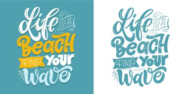 Cute hand drawn doodle lettering about summer. Lettering for tee, mug print, postcard. clipart