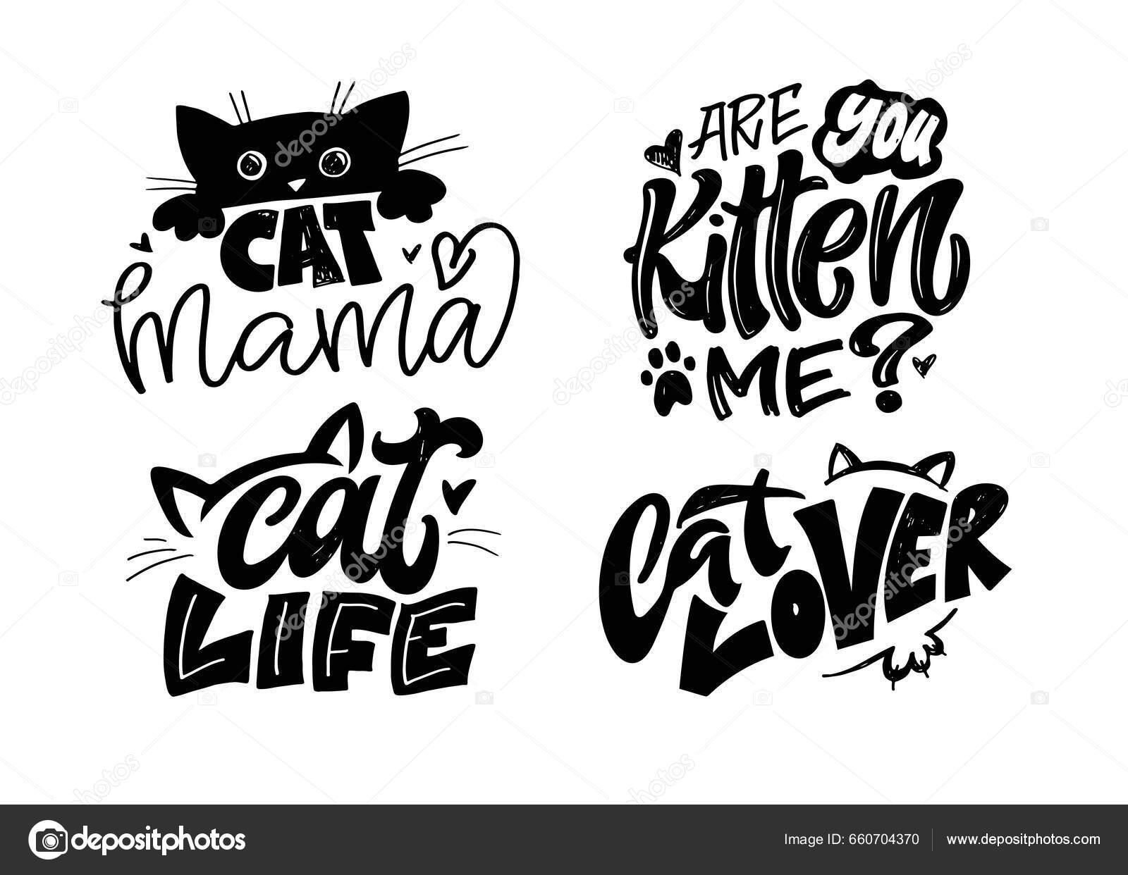 有趣的猫妈妈字母短语设置为T恤衫设计标签贴纸收集的手工排字报价宠物妈妈的生活现代笔迹灵感图形设计排版部分图库矢量图©jane55 660704370, image size:1600x1242