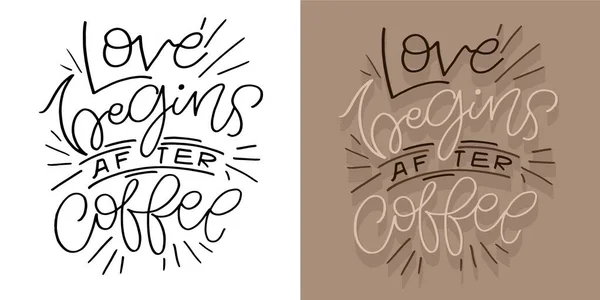 Cute Ręcznie Rysowane Doodle Literowanie Kawie Listy Tee Wydruk Kubka — Wektor stockowy