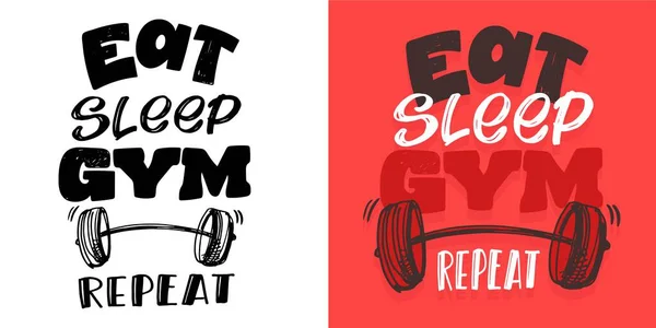 Niedliche Handgezeichnete Doodle Postkarte Über Fitnessstudio Shirt Design Becherdruck Shirt — Stockvektor