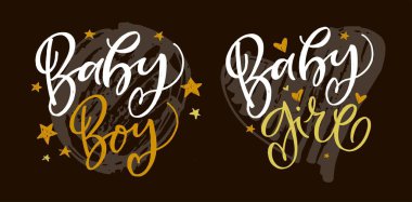 Küçük Prenses Prens 'in Vektörü. Erkek kıyafetleri için mesaj. Tişört tasarımı, kart, pankart şablonu. Kaligrafi geçmişi olan bir kız. Küçük kız tipografiyi yazıyor. Bebek partisi.