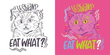 Lezbiyenlerle ilgili bir kartpostal çizmişsin. Baskı için mektup, tişört tasarımı, tişört tasarımı, bardak çekme, çanta etiketi. Iqbtq