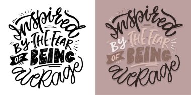 Motivasyon, komik harflerle çizilmiş bir kartpostal. Tişört tasarımı için harf, tişört izi, kupa izi, çanta izi.