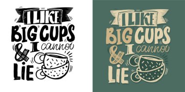 Kahve hakkında modern hat sanatı tarzında el yazması alıntılarla ayarlanmış. Baskı ve poster tasarımı için sloganlar. Vektör illüstrasyonu