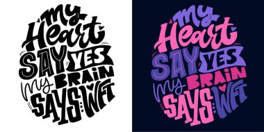 Motivasyon, komik harflerle çizilmiş bir kartpostal. Tişört tasarımı için harf, tişört izi, kupa izi, çanta izi.