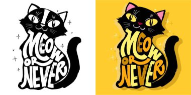 Kediyle ilgili komik bir el karalama posteri. Kedi sever, evcil hayvan. Hayvan sevici sanatı