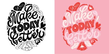 Lettering postcard about love. Happy Valentine'day card - hand drawn doodle lettering postcard. Heart, be mine. Vector
