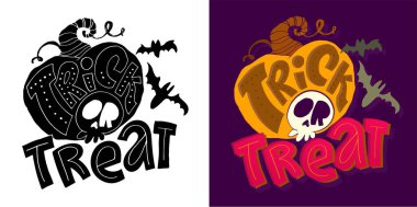 Cadılar bayramıyla ilgili şirin mektuplar. Cadılar Bayramı partisi, şeker mi şaka mı? Cadılar Bayramı davetiyesi. Poster, web, afiş, tişört tasarımı için harf sanatı.