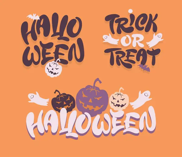 Cute Lettering Happy Halloween Halloween Party Trick Treat Halloween Invitation — Stock Vector