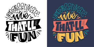 Sevimli, komik, karalama harfleri çizilmiş. Tişört tasarımı, sabıka baskısı.