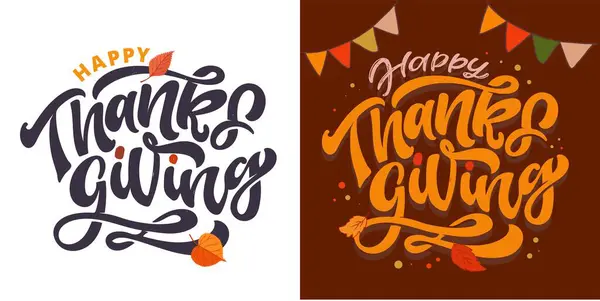 Cartel Tipografía Acción Gracias Dibujado Mano Cita Celebración Feliz Día — Vector de stock