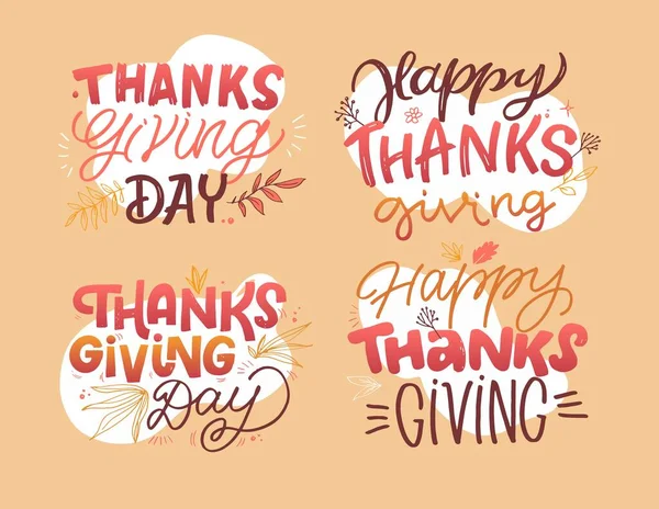 Handritad Thanksgiving Typografi Affisch Firande Citat Happy Thanksgiving Strukturerad Bakgrund — Stock vektor