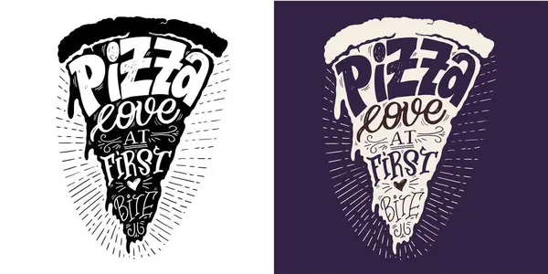 Cute Hand Drawn Doodle Lettering Postcard Pizza Pizza Lover — Stock Vector