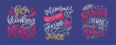 Mutlu Noeller ve mutlu yıllar. Güzel kartpostal. Poster, afiş, internet, satış, tişört tasarımı için harf etiketi. Yeni yıl tebrik kartı..