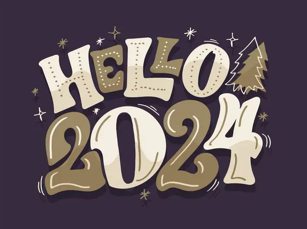 2024 Carte Vœux Nouvel Joyeux Noël Bonne Année Carte Postale — Image vectorielle